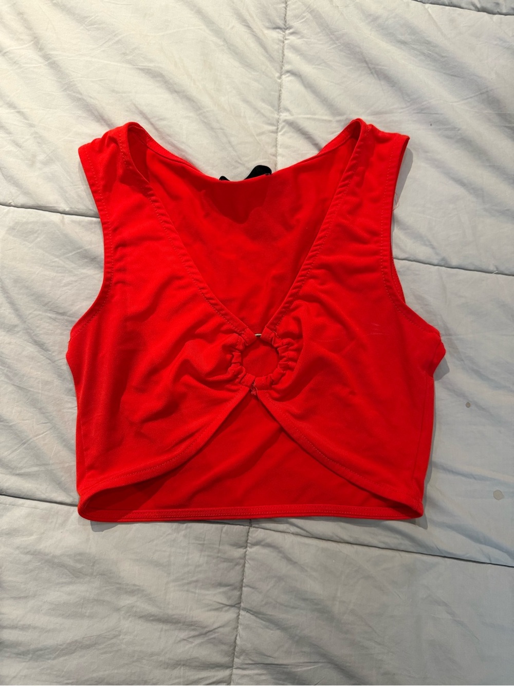 Red Ring-Front Crop Tank Top - Women